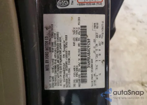 2010 Ford Fusion S z USA, uszkodzony, nr VIN 3FAHP0GA8AR295269